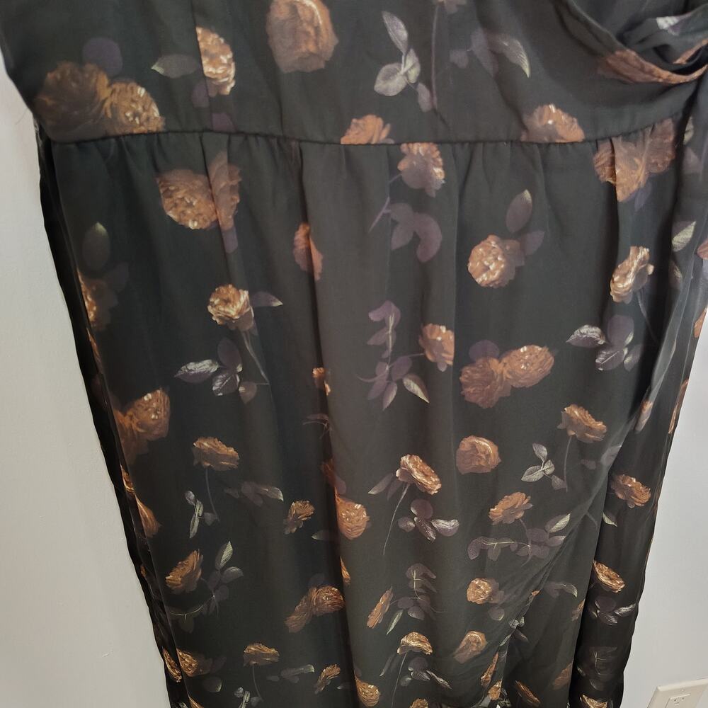 New Disturbia Womens 14 Dress Plus Size Monica Floral Chiffon Midi Wrap Goth Emo - Picture 6 of 10